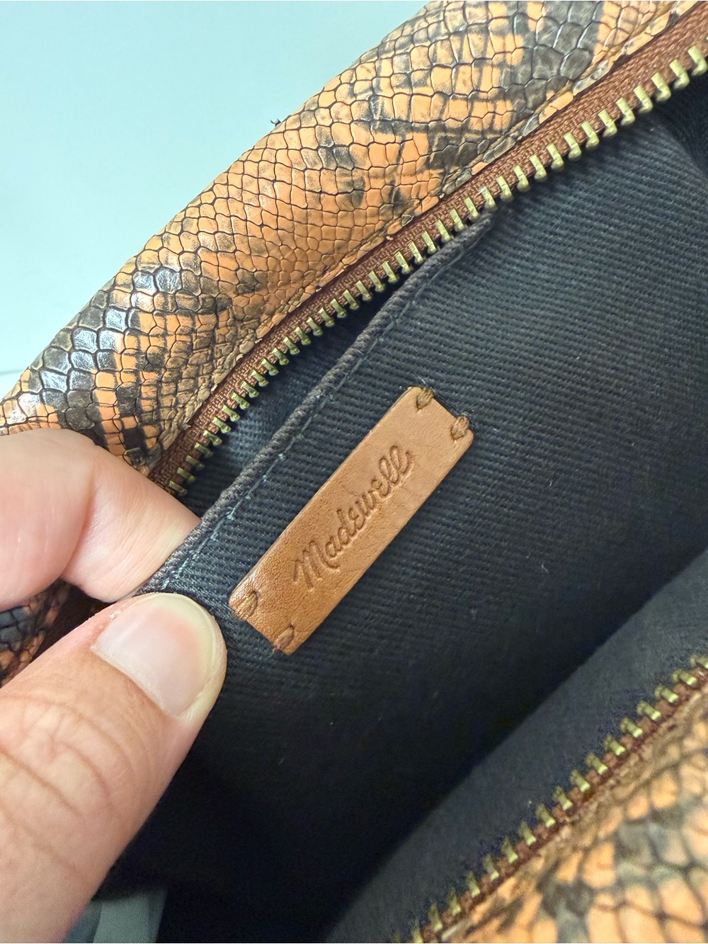 Madewell Yellow & Navy Snakeskin-Print Crossbody - Picture 8 of 16